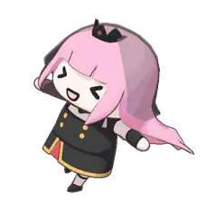 chibi pink hair character spinning