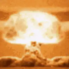 Orange mushroom cloud explosion