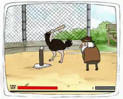 Ostrich kicks old man in baseball game