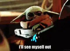 Baby Yoda hides in helmet