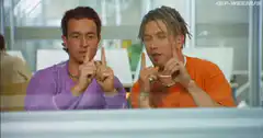 Spencer and Macaulay pointing fingers