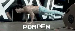 Shirtless man doing pushups