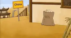 Rice bag falls over in China