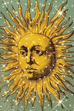 Vintage Sun with Sparkling Stars