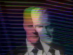 glitchy man in suit
