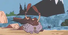 Wimpy Kid canoeing in a car