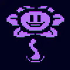 Pixel Art Purple Flower Smiling