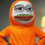 Orange Pepe Laser Eyes