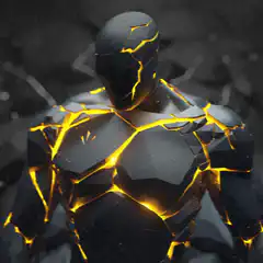Cracked figure with glowing lava cracks
