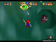 Mario encounters a Piranha Plant in water