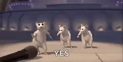Three white mice dancing yes