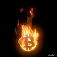 Bitcoin symbol on fire