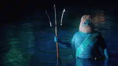Blue Man with Trident in Water