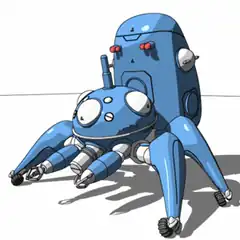 Blue robot with spider legs