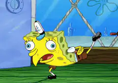 SpongeBob dancing with a toothbrush