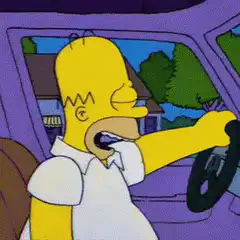 Homer and Bart Simpson driving angry