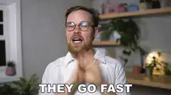 Man clapping and saying they go fast