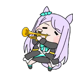 chibi horse girl playing trumpet