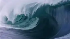 Massive ocean wave curling