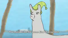 Llama with Jester Hat Says Scoundrel