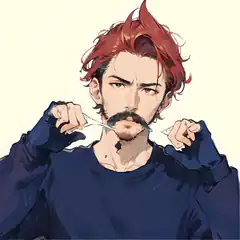 man cutting mustache with scissors