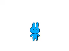 blue rabbit falls over