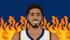 Kyrie Irving surrounded by pixel fire