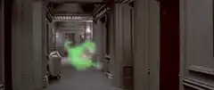 Slimer screams at Ghostbuster