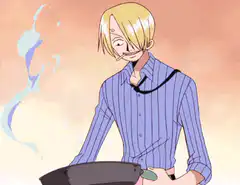 Sanji cooking and Robin watching