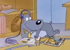 Scooby-Doo listening to music and reading