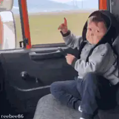 Toddler pointing out the window