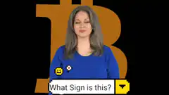 Woman signing Bitcoin symbol