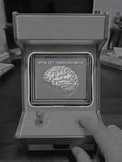Hand pressing button on brain game