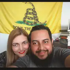 Couple selfie with Gadsden flag