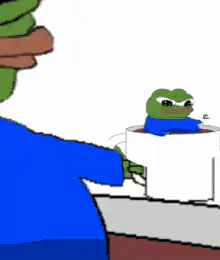Pepe in a mug with a giant Pepe