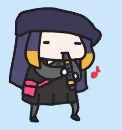 chibi character playing clarinet