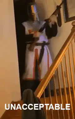 Knight with gun says unacceptable