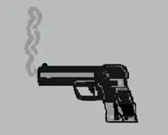 pixel art gun with smoke
