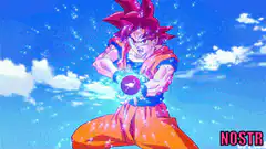 Goku charges energy blast