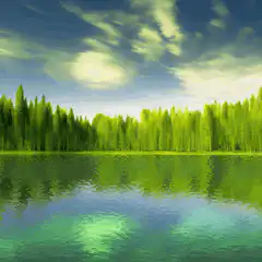 Animated forest lake reflection