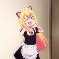 anime girl cat ears maid laughing