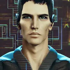 Cyberpunk man with earpieces