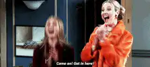 Carrie and Carrie's mom excited