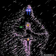 pixel art ghost with glowing eyes