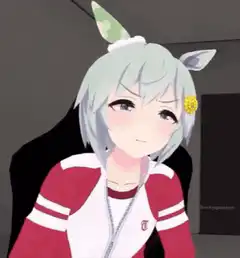 Anime horse girl waving and dancing