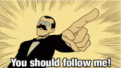 You should follow me pointing man