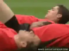 Cristiano Ronaldo sitting up from lying down