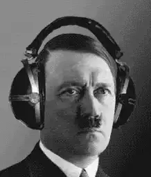 Hitler wearing headphones