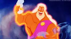 Hercules glowing and holding a cloud