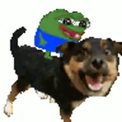 Pepe riding a running dog